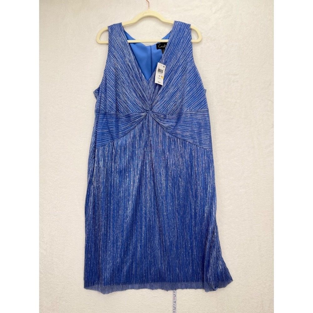 Connected Apparel Cocktail Dress Womens 8P New Blue Metallic Pleated TN287820L - Picture 3 of 9